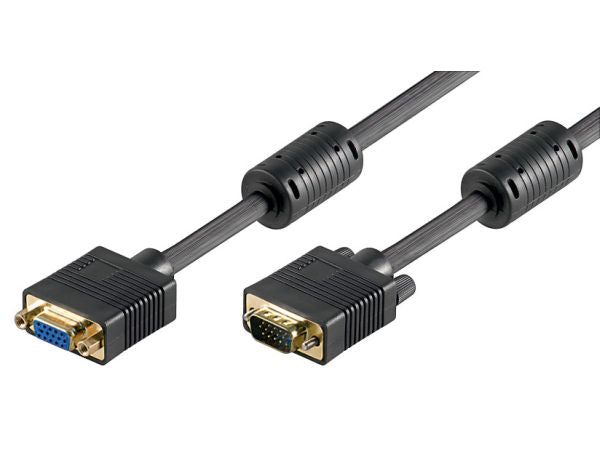 Monitorforlængerkabel - Full HD SVGA, han/hun, Sort (3m)