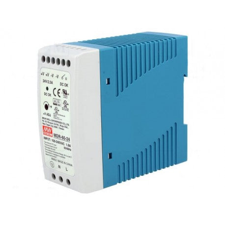 DIN-skinne strømforsyning - 24VDC / 60W (2,5A)