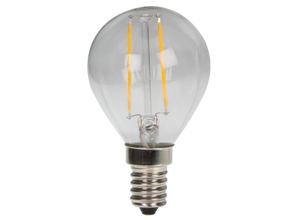 Filament LED kronepære - 230V 2W klar, E14 sokkel (2700K)
