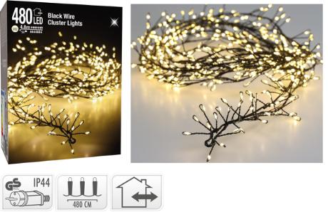 Lyskæde Cluster 480 LED L4,8M IP44 230V (5M ledn.)