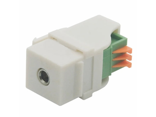 Keystone JACK fatning - 3,5mm stereo JACK hun, klemme, Hvid