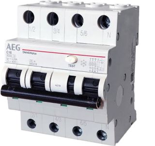 Kombiafbryder C 16A 3P+N 30mA 4m 6kA (HPFI type A)