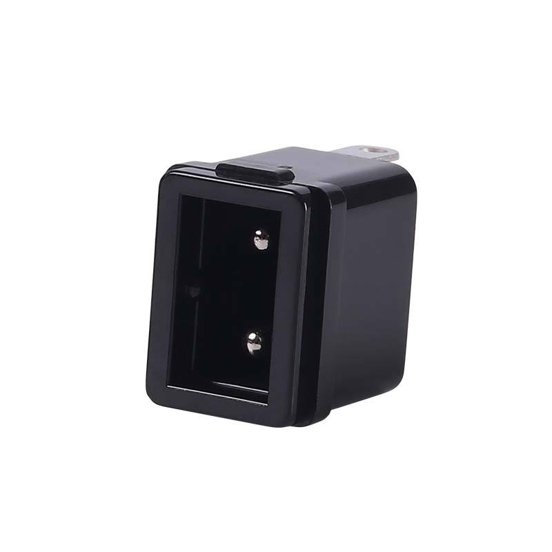 Apparatfatning, 2pol DB-8-D han, m. flange, Sort