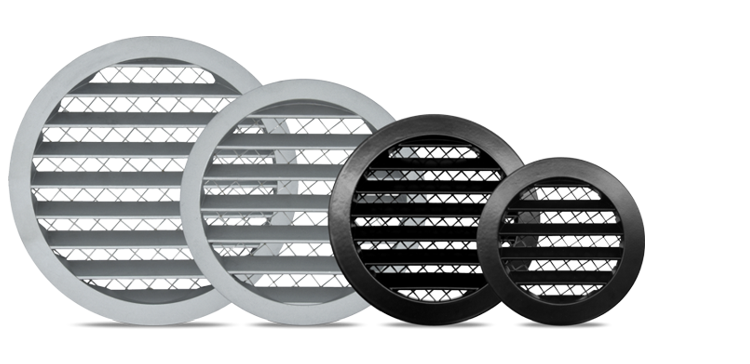 Rund Aluminium væg-ventilationsrist - Ø250mm