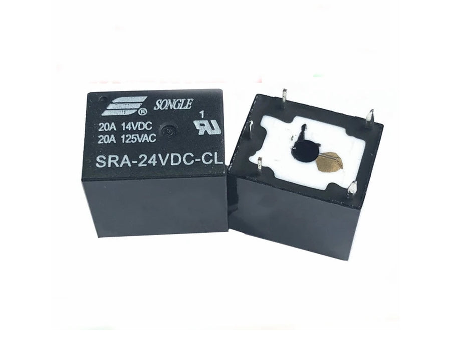 Miniature relæ - 24VDC 20A, 1 x skifte (SPDT), 5-ben 2,5mm