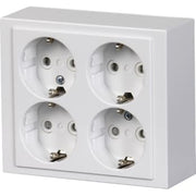 ABB UDVENDIG 4-DOBBELT STIKKONTAKT HVID