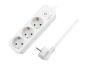 Stikdåse - 3 x CEE7/3, IP20, tænd/sluk-knap, Hvid