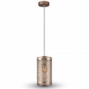 Pendel lampe med mønster E27 - Champagne/Guld