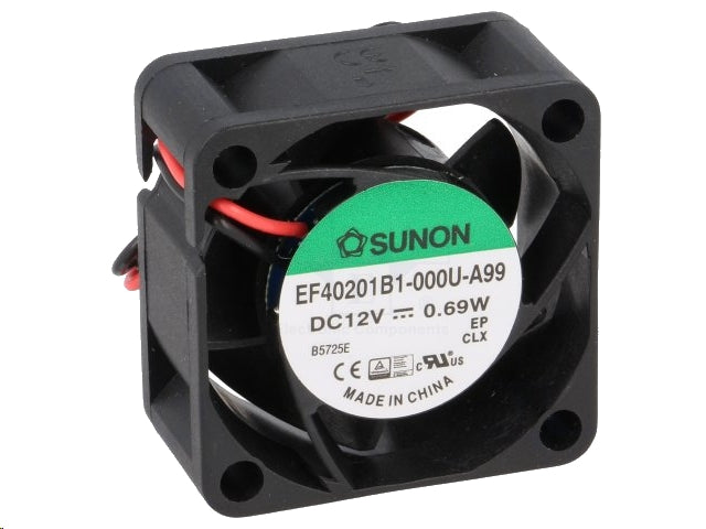 DC blæser - 40x40x20mm 12Vdc / 0,56W, glideleje, 2 ledn.