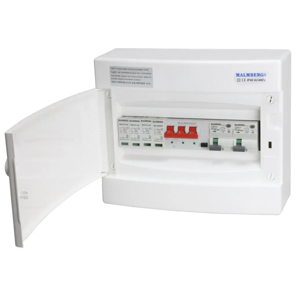 Færdigmonteret gruppetavle - 1xKombi 10A 3P+N + 2xKombi 10A 1P+N + Transient