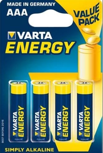 VARTA Energy AAA alkaline batteri kort med 4 stk