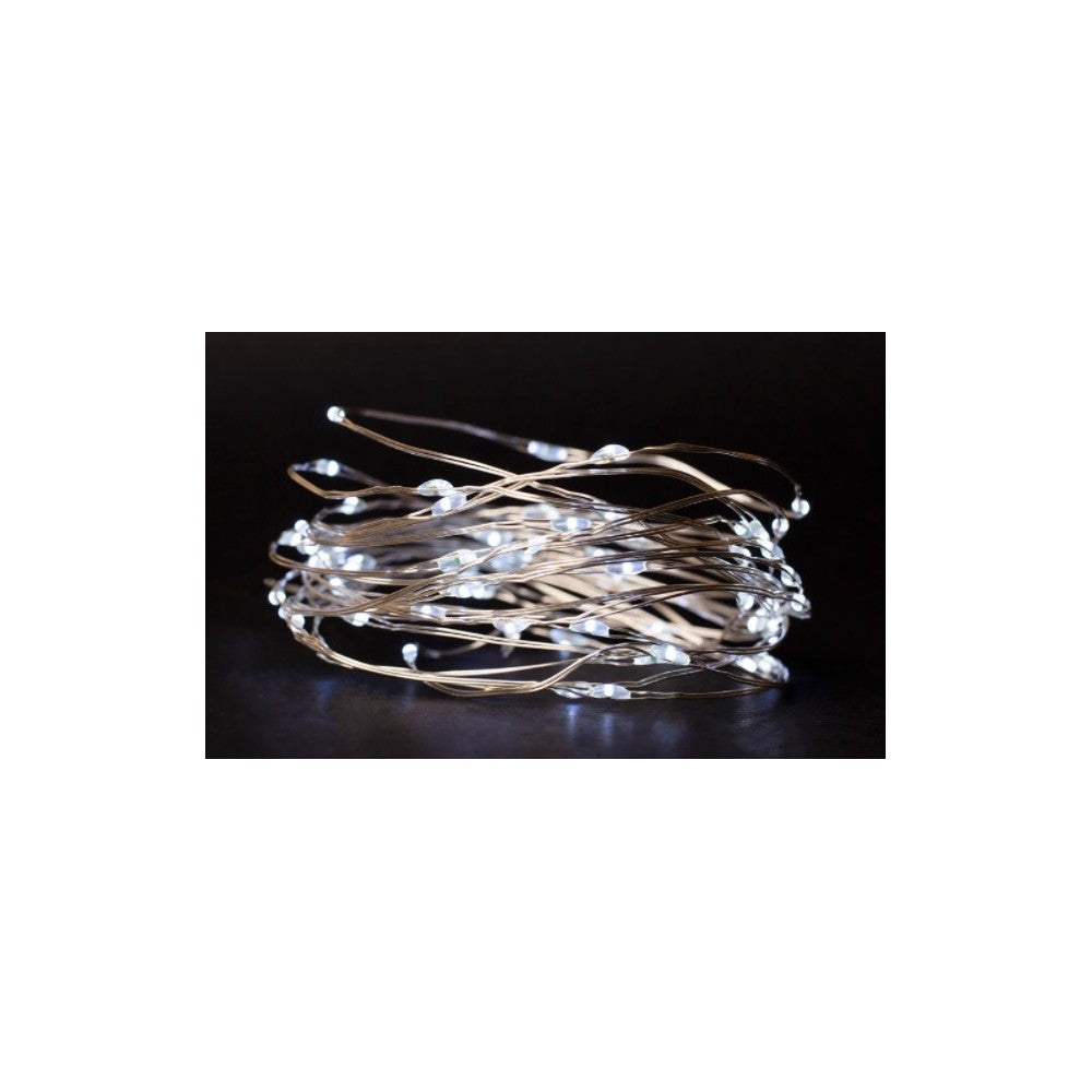 4 meter lang hvid LED julelyskæde med 80 LED lys, til indendørs brug, drevet af batteri