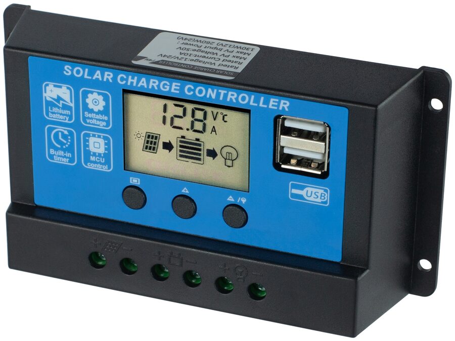 Solcelle ladestyring med LCD display - 12V/24DC 10A