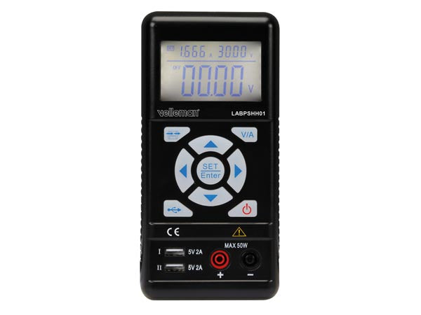 Håndholdt strømforsyning 0.3-30VDC / 0-3.75A m. LCD display