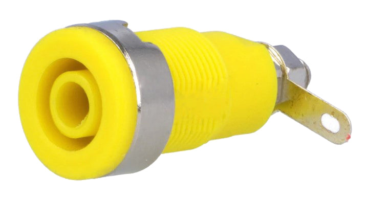 Sikkerheds-bananbøsning, Gul 4mm - M4 skrue+loddeflig