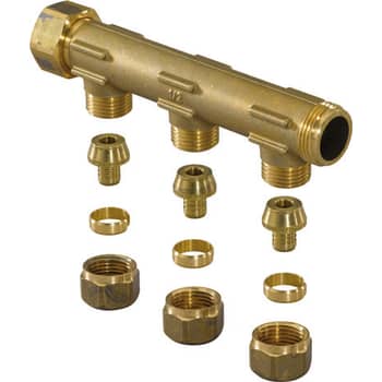 Uponor Aqua PLUS fordelerrør PEX WTR DR G3/4"MT/FT 3X15 c/c50mm