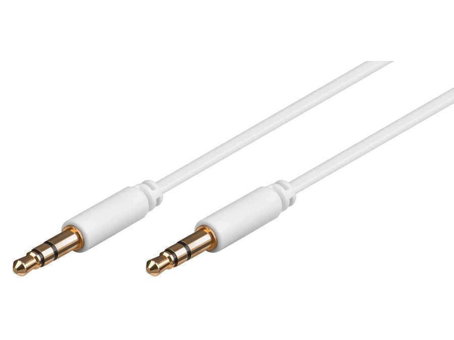 Audiokabel - 2 x 3,5mm stereo JACK han slim, Hvid (0,5m)