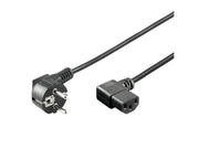 Strømkabel - CEE7/7 90° han > C13 90° hun, Sort (1,5m)
