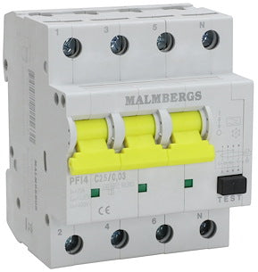 Kombirelæ 25A 30mA 10kA 4-pol