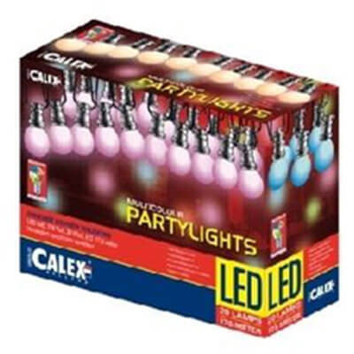 Calex Lyskæde - 10 m. - Farvede pærer