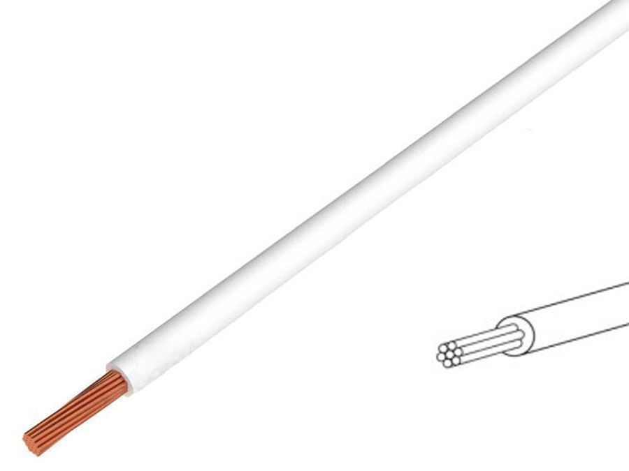 Monteringsledning - 2,5mm² trådet, Hvid (metervare)