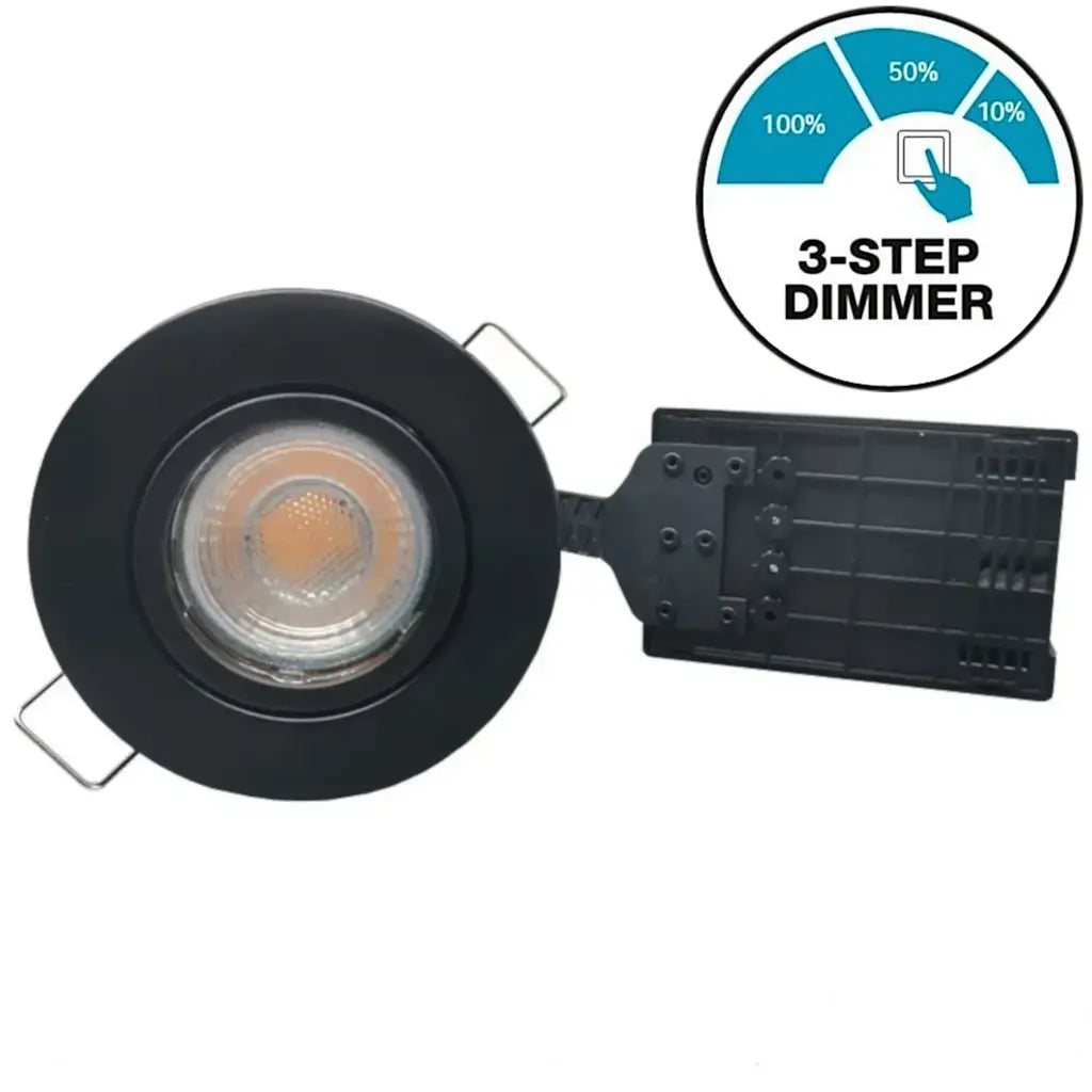 Pro Uni Install m. 6W 3-trins dæmpbar pære 3000K - mat sort