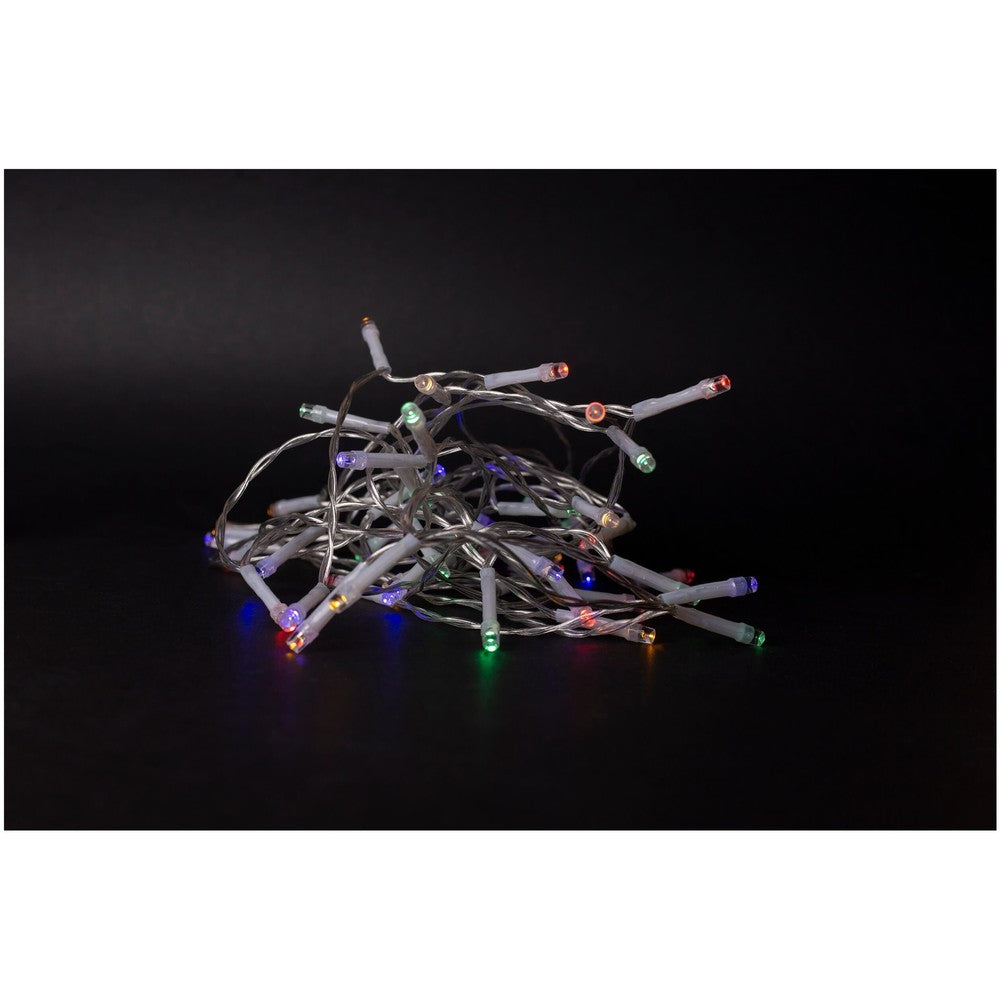 4 meter multicolor LED julelyskæde med 48 LED, IP44 til udendørs brug, indbygget timer og batteridrevet