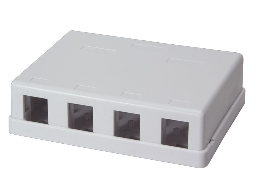 Keystone tilslutningsboks til vægmontage - 4 porte, Hvid