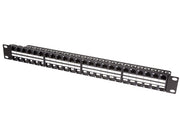 19" Patch panel - 1U, 48 x Keystone porte, Sort