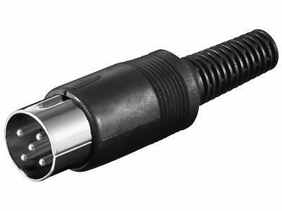 DIN stik - 5pol han multistik, Symetrisk 360°, grå plasthus