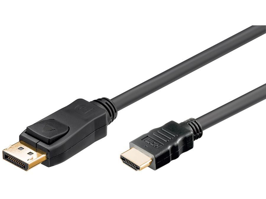 DisplayPort/HDMI kabel - DP han > HDMI han, Sort (3m)