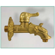 Aftaphane ½" med vingegreb, L 130mm. Messing, poloret, dyretud