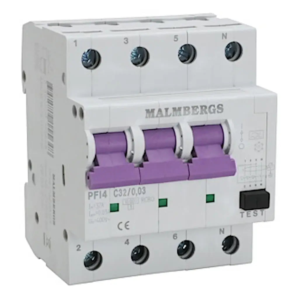 Kombirelæ 32A 30mA 10kA 4-pol