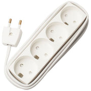 Stikdåse 4-vejs m. blindhul og 2,5m ledning - hvid