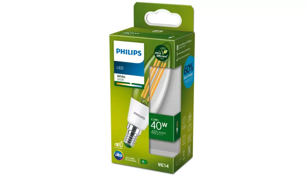 PHILIPS LED 2,3W (40W) E14 3000K 485lm