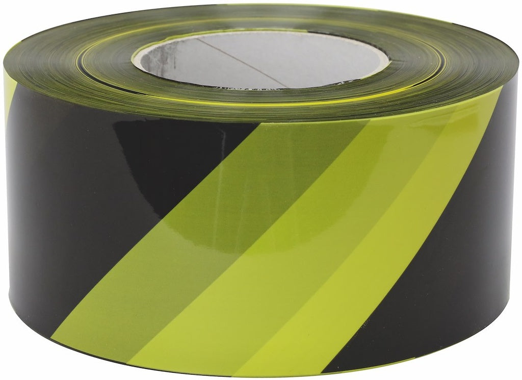 ADVARSELBÅND GUL/SORT75MM 500M