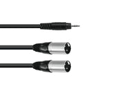 Audiokabel - 3,5mm stereo JACK han til 2 x XLR han (1,5m)