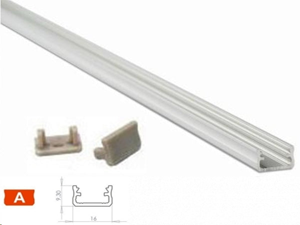 Alu. LED profil - Type A, Anodiseret alu. (1m)