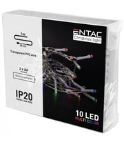 1 meter indendørs LED julelyskæde - Batteri, 10 LED, multicolor