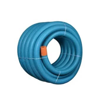 Wavin 75/65 mm PVC-drænrør med 2,5 x 5 mm slids, 50 m, blå