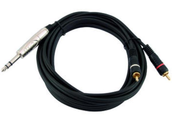 Prof. audiokabel - 6,35mm st. JACK han > 2 x Phono han (1,5m