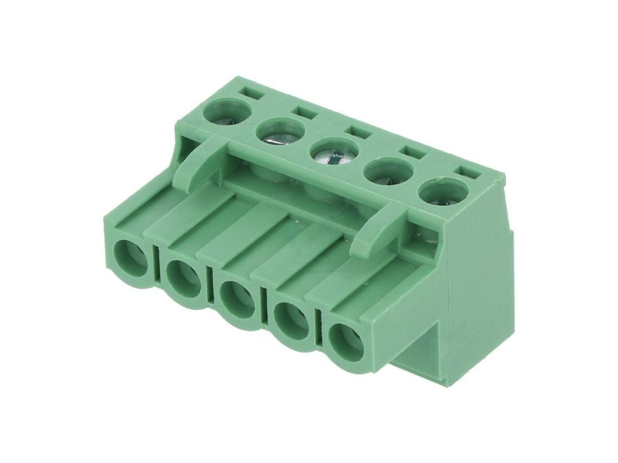 Indstik skrueterminal - 5P hun, 5mm, 2,5mm², Grøn