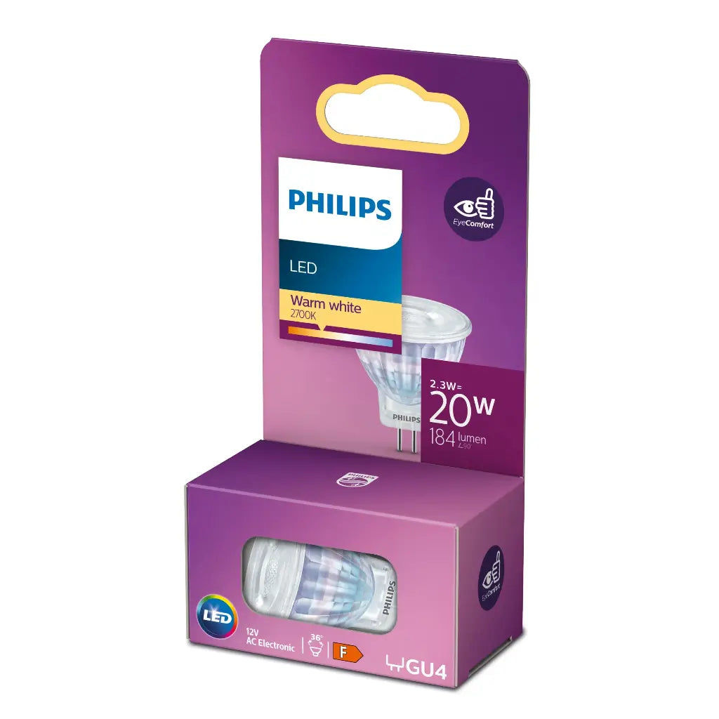 PHILIPS LED 2,3W (20W) GU4/MR11 2700K 200lm 36°