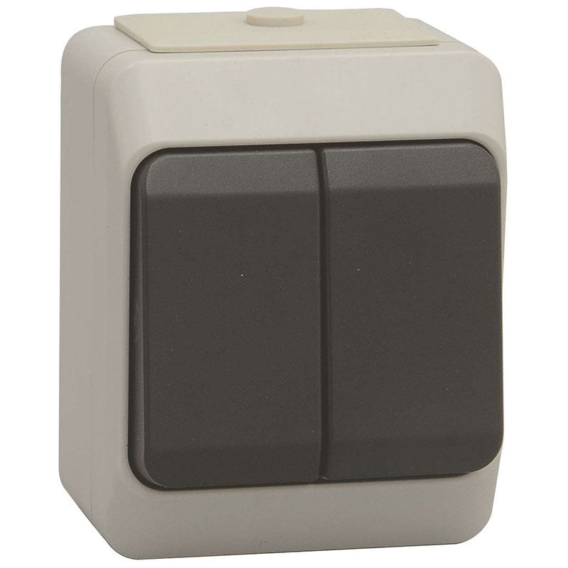 Stænktæt kroneafbryder IP44 - grå