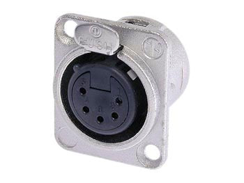 Neutrik - XLR 5pol hun til kabinetmont. (Forsølvet, nikkel)