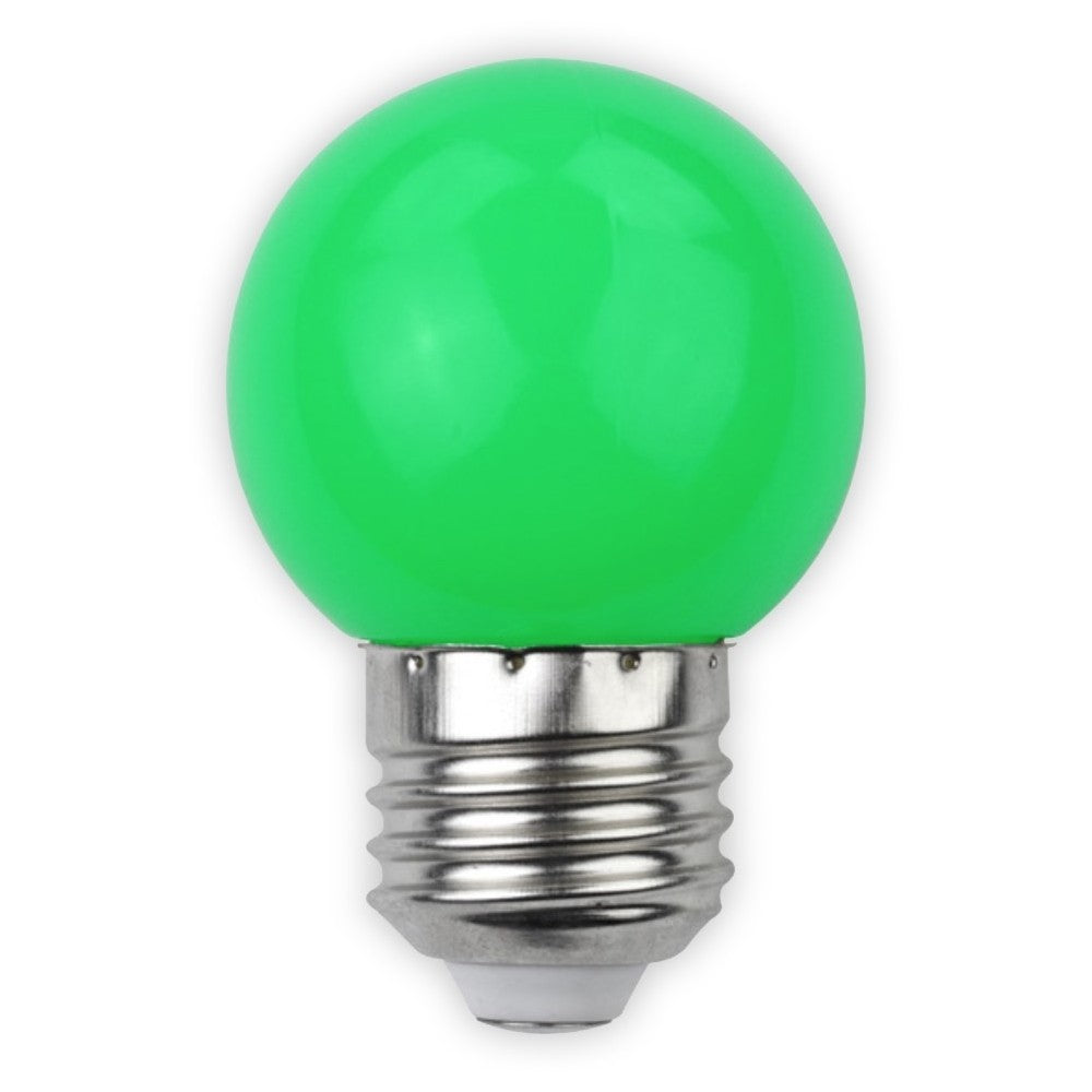 1W Farvet LED kronepære - Grøn, matteret, E27, 230V, 30lm, RA80