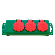 Bandit 3-Stikdåse m/j uden ledning, rød/grøn, IP44