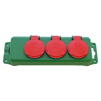 Bandit 3-Stikdåse m/j uden ledning, rød/grøn, IP44