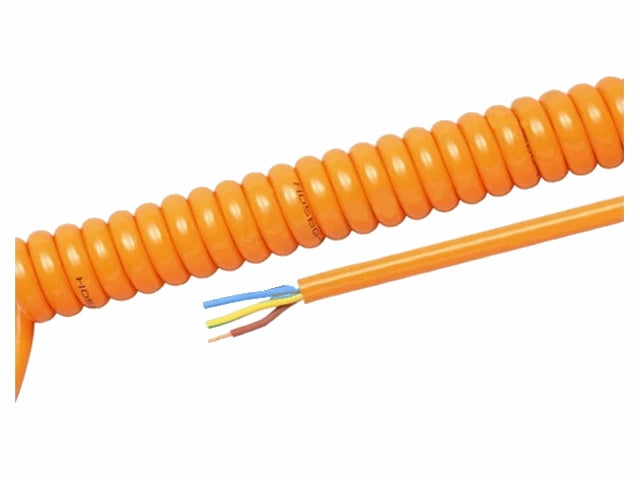 Spiralkabel - H07BQ-F, 3x1,5mm², PUR, Orange (0,5-2m)