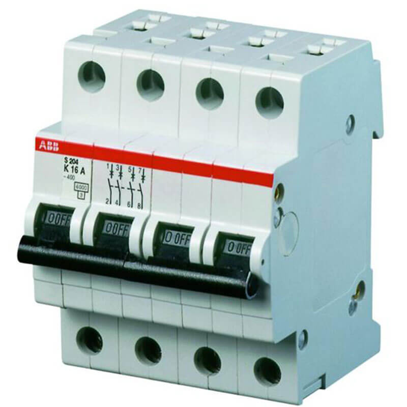 ABB Automatsikring 3P+N 16A C 6kA 4m